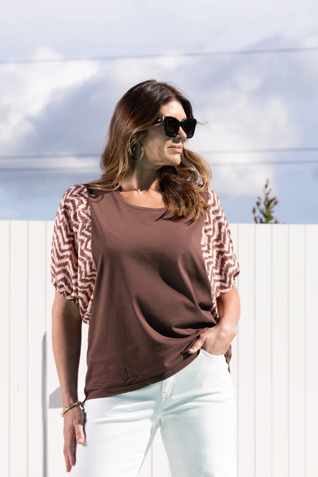 Shine On Label Sheyena Woven Sleeve Top Zig Zag Print sold by Shine On product image thumbnail 5