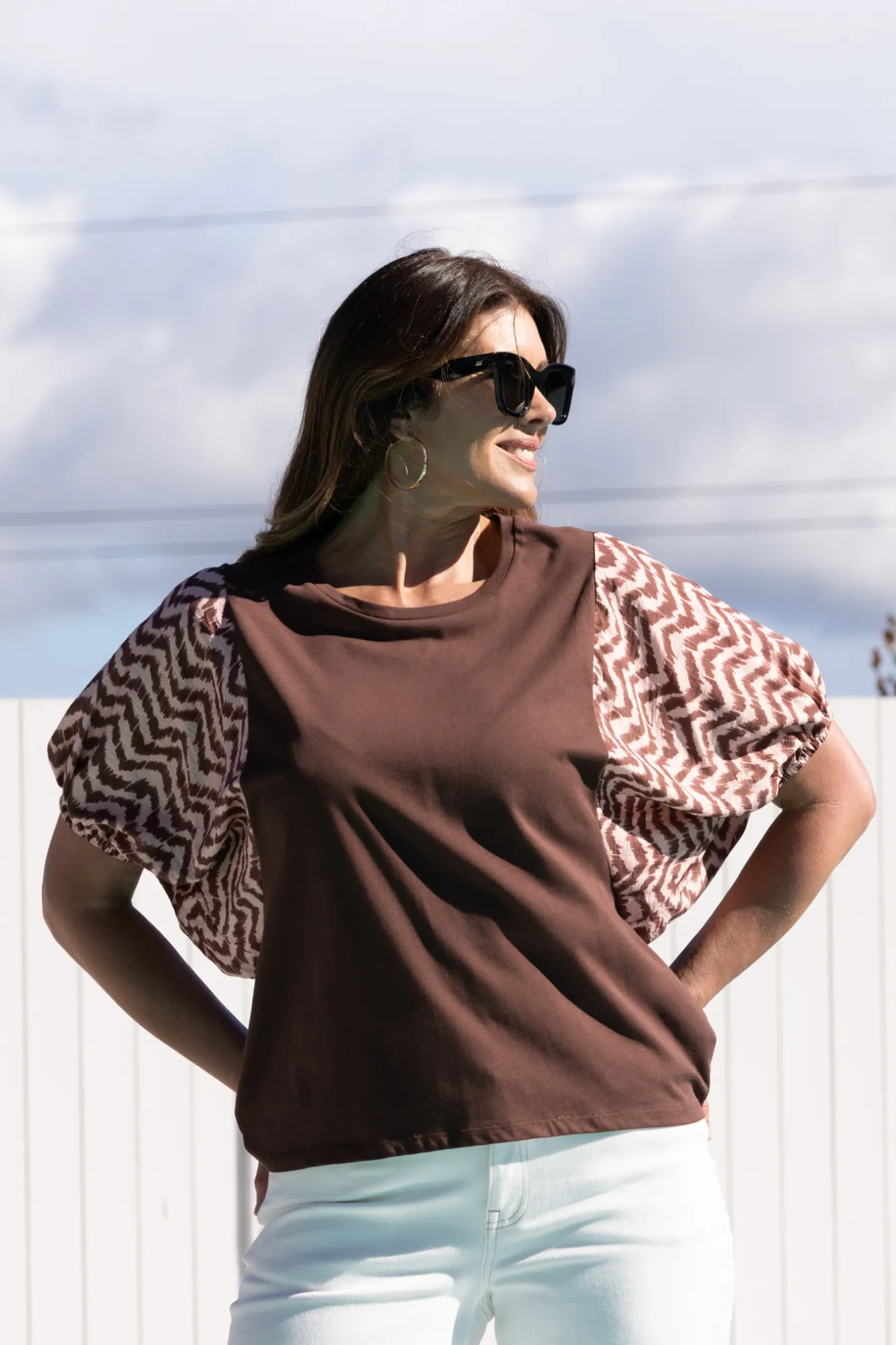 Shine On Label Sheyena Woven Sleeve Top Zig Zag Print sold by Shine On product image thumbnail 2