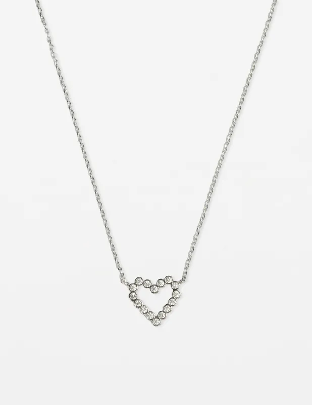 Stella + Gemma Silver Chain Crystal Heart Necklace sold by Shine On