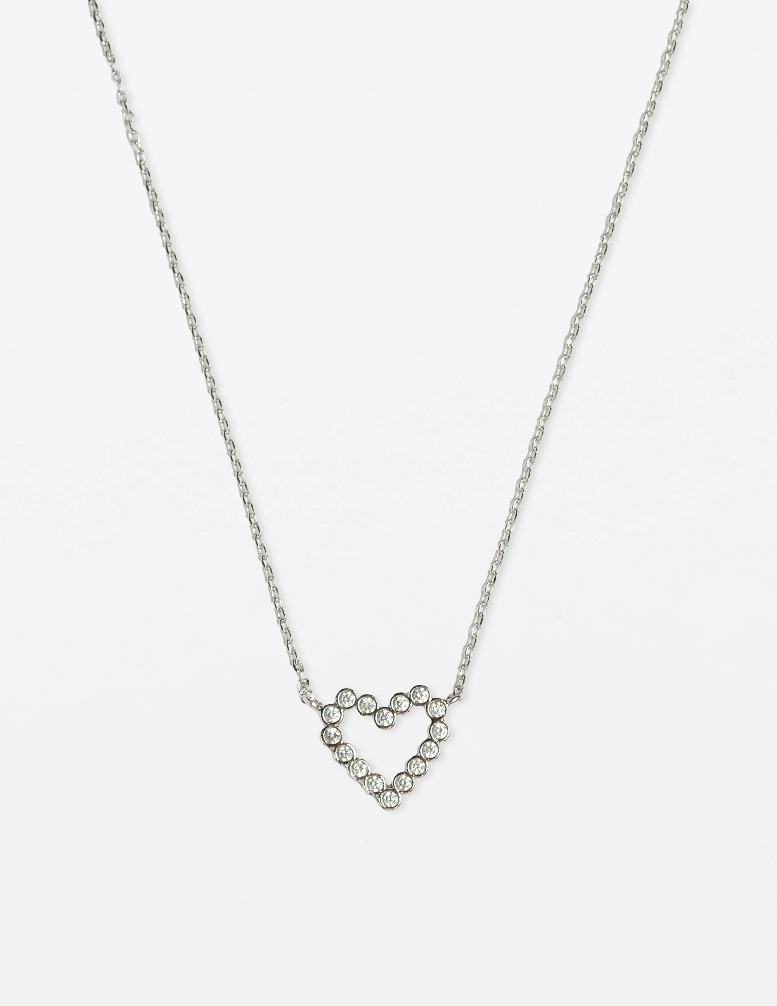 Stella + Gemma Silver Chain Crystal Heart Necklace sold by Shine On