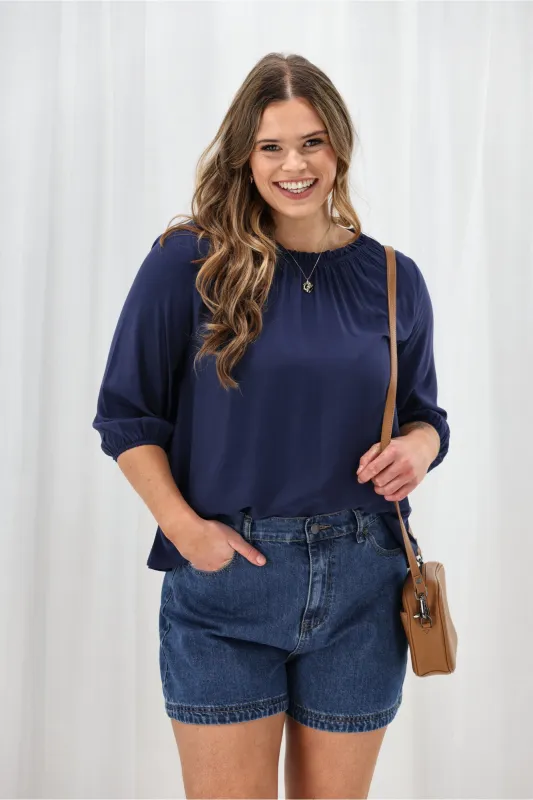 Sunday Boho Annika Top Navy sold by Shine On
