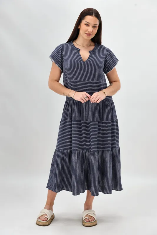 Sunday Boho Josie Dress Navy Stripe sold by Shine On