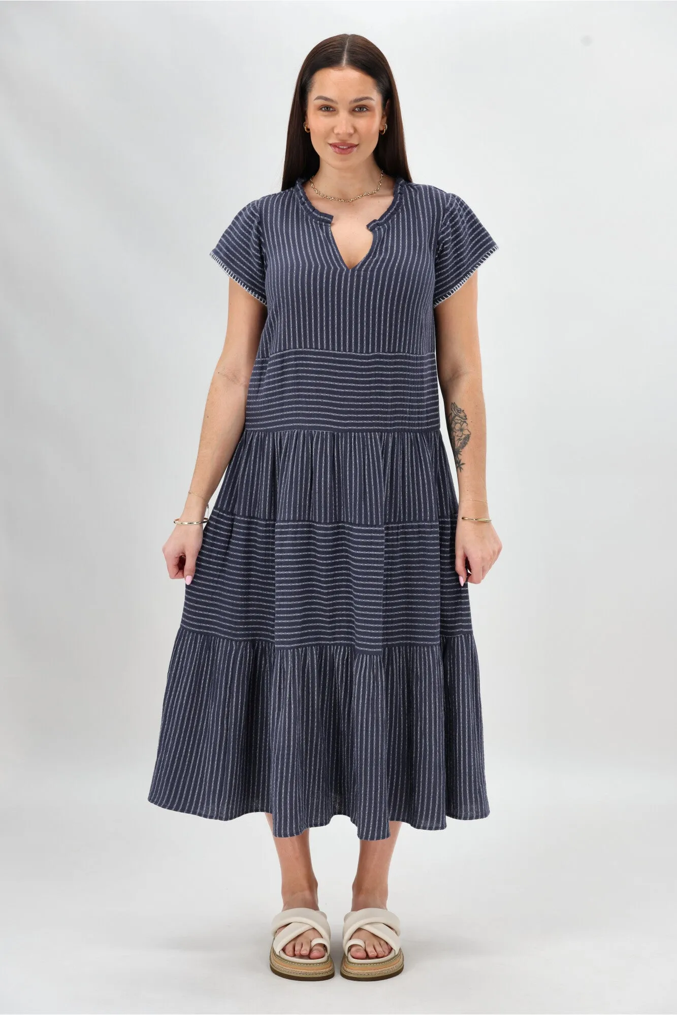 Sunday Boho Josie Dress Navy Stripe sold by Shine On product image thumbnail 5