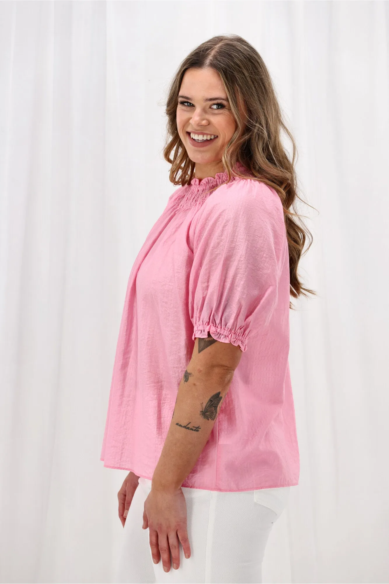 Gloss The Label Serena Peasant Top Pink sold by Shine On product image thumbnail 5