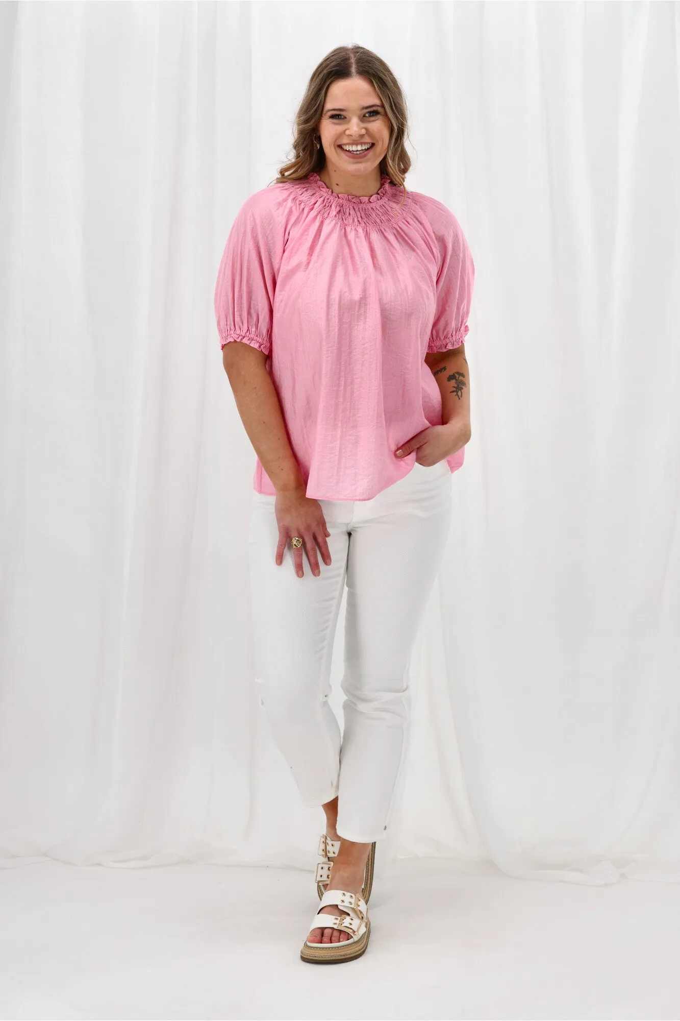 Gloss The Label Serena Peasant Top Pink sold by Shine On product image thumbnail 4