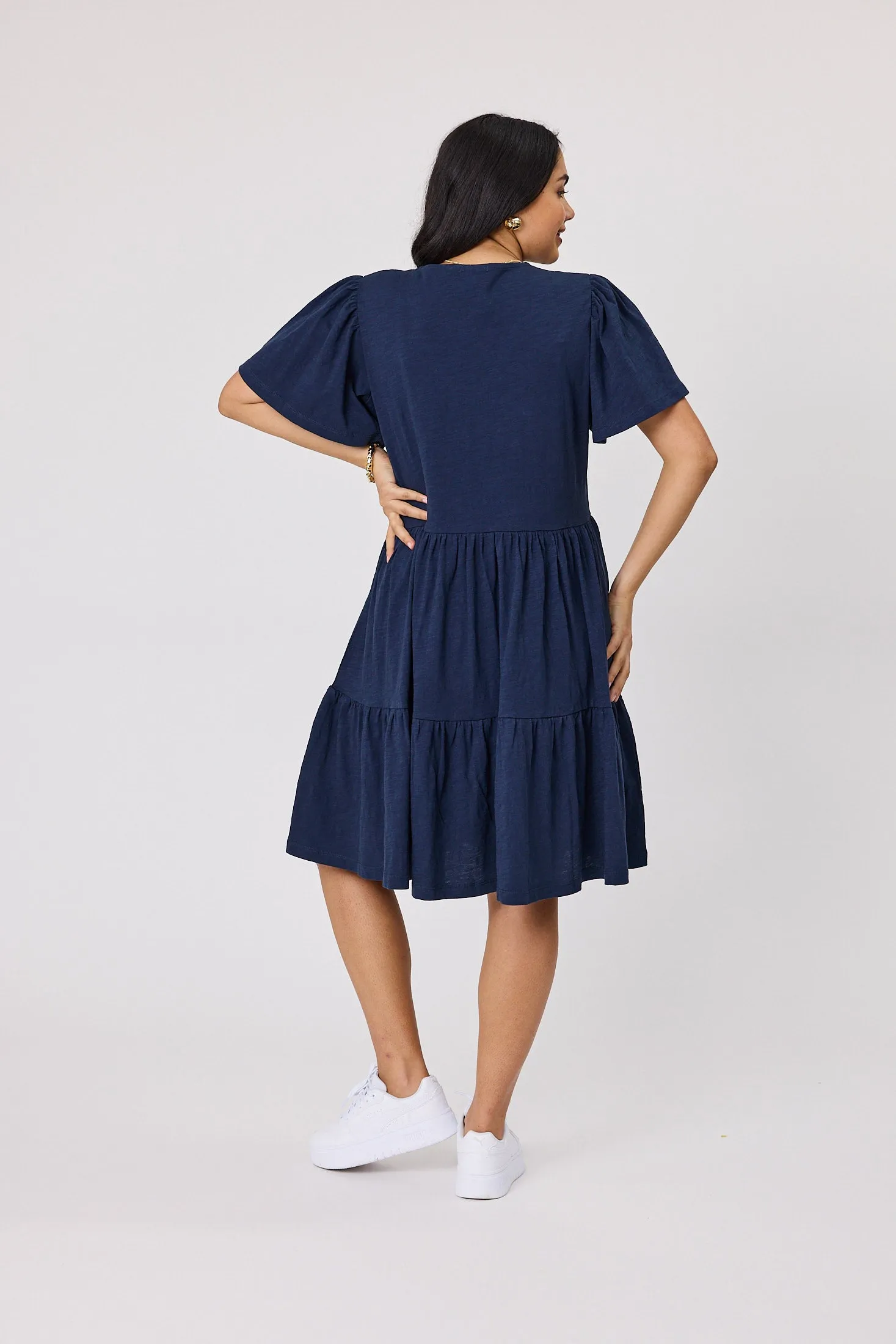 Shine On Essential Flutter Sleeve Dress Navy sold by Shine On product image thumbnail 4