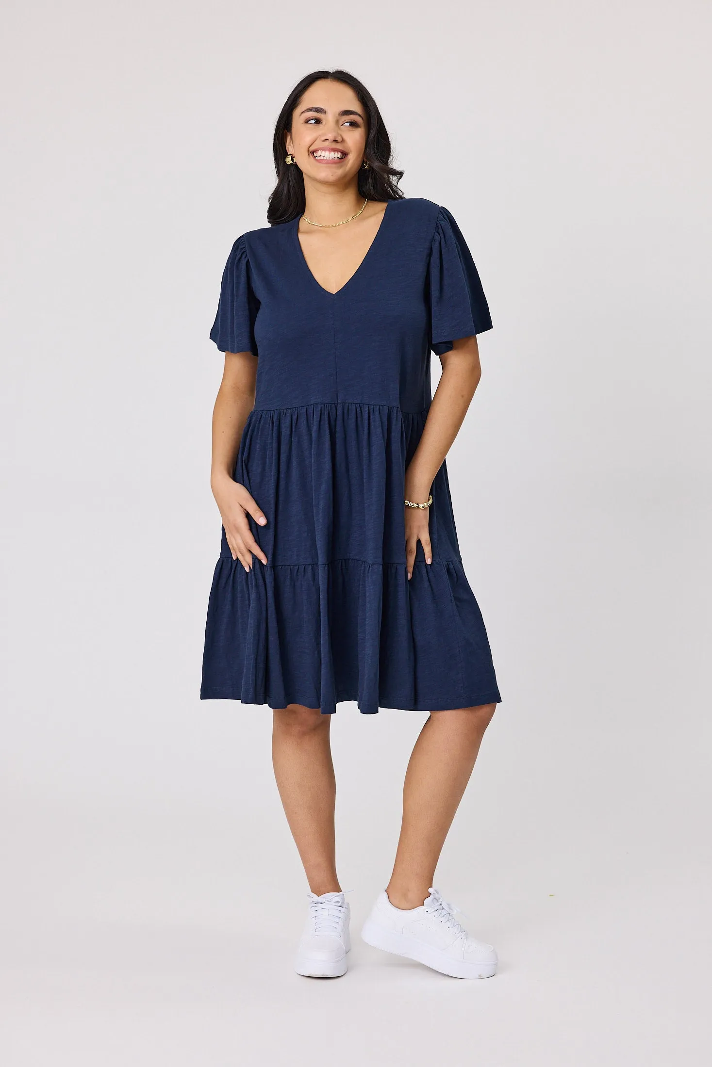 Shine On Essential Flutter Sleeve Dress Navy sold by Shine On product image thumbnail 2
