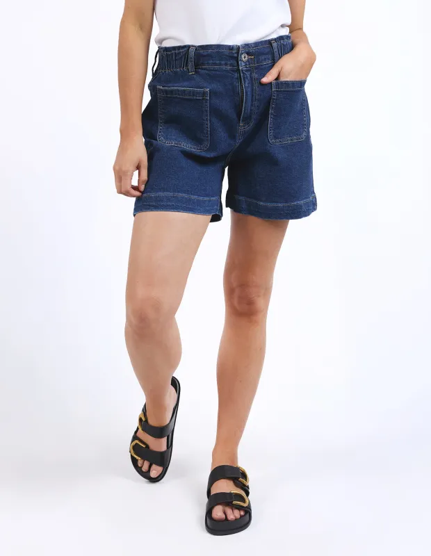 Elm Lennox Denim Shorts Dark Blue Wash sold by Shine On
