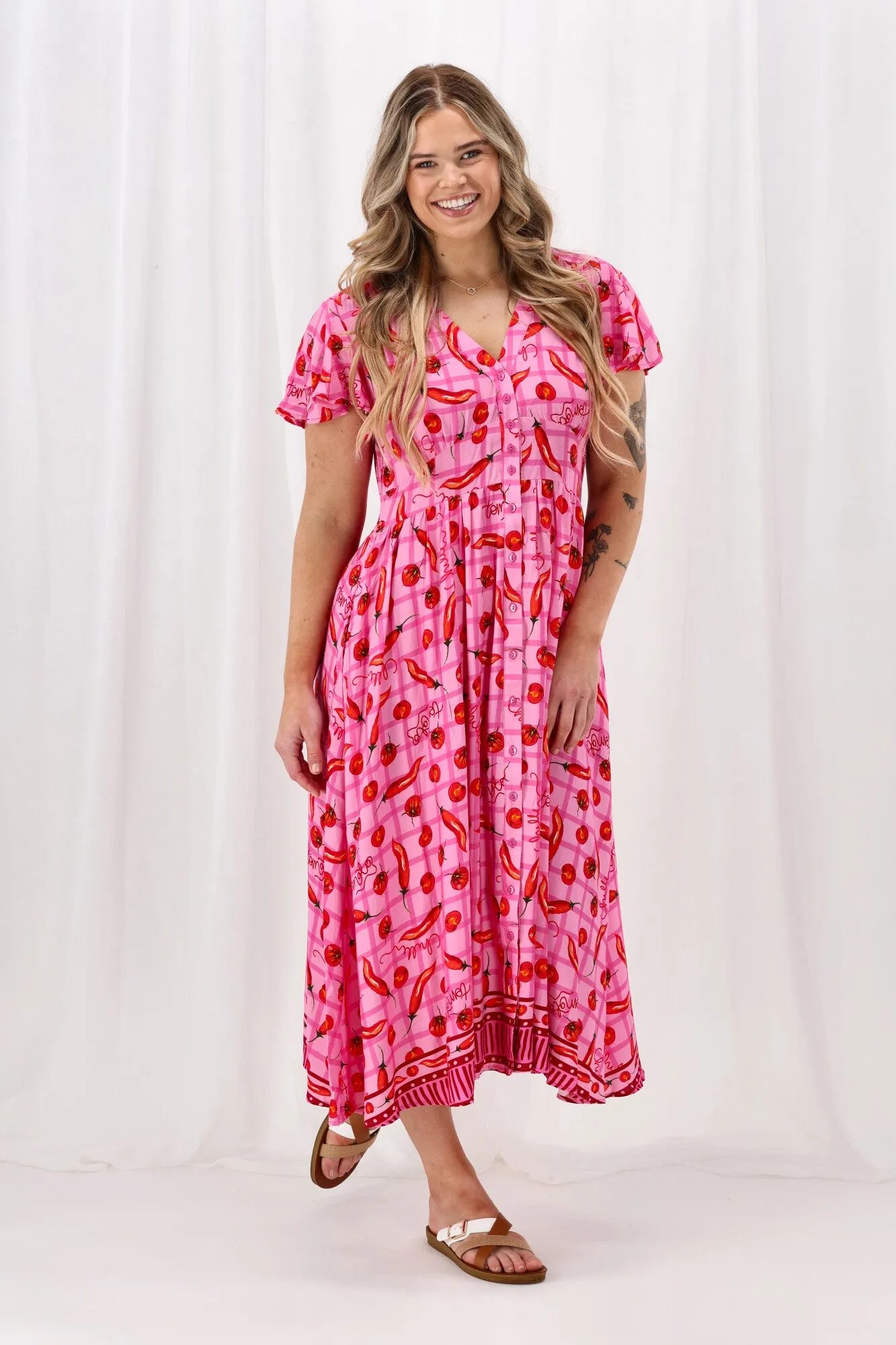 Sunday Boho Zeta Midi Dress Pink sold by Shine On product image thumbnail 5