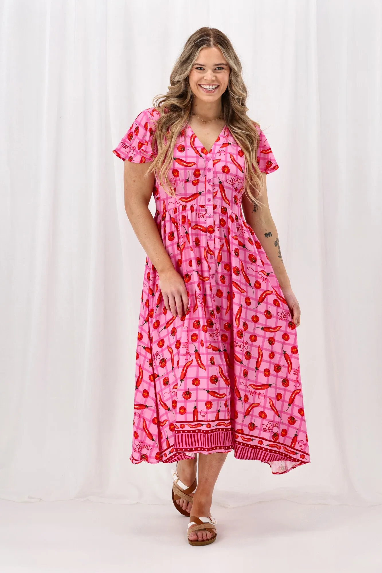Sunday Boho Zeta Midi Dress Pink sold by Shine On product image thumbnail 4