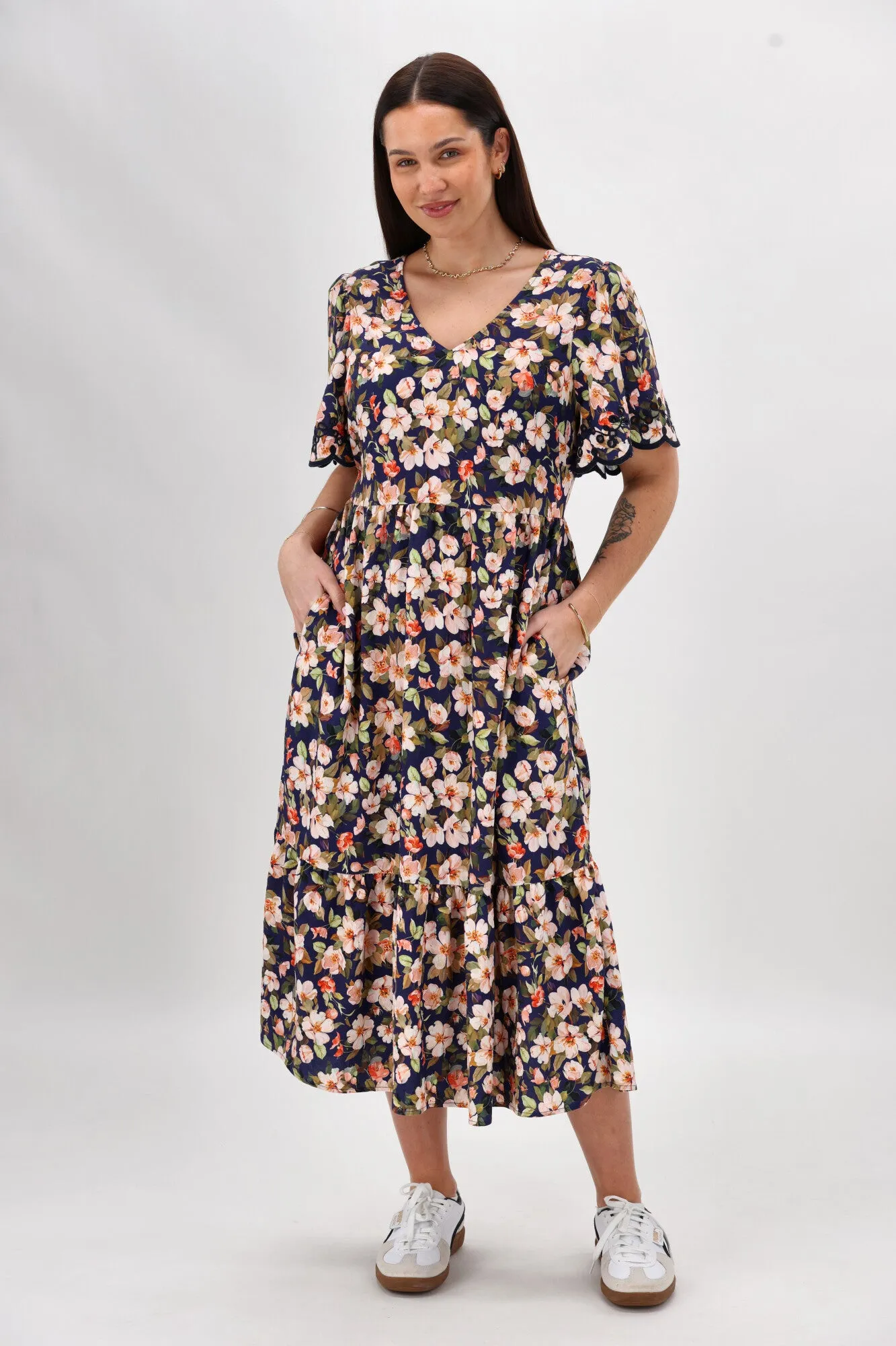 Gloss The Label Anthea Fortune Broderie Dress Navy Print sold by Shine On product image thumbnail 4