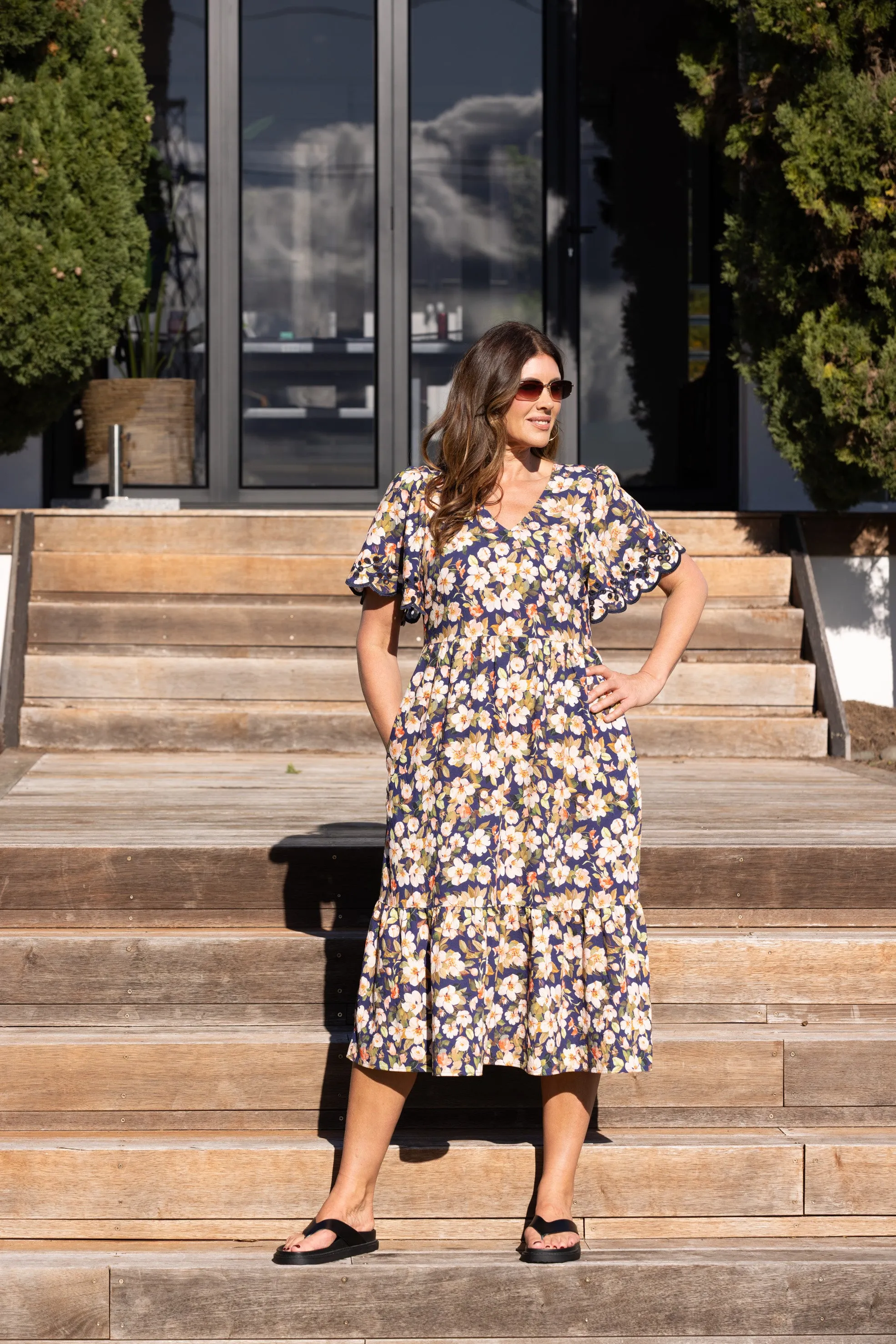 Gloss The Label Anthea Fortune Broderie Dress Navy Print sold by Shine On product image thumbnail 3