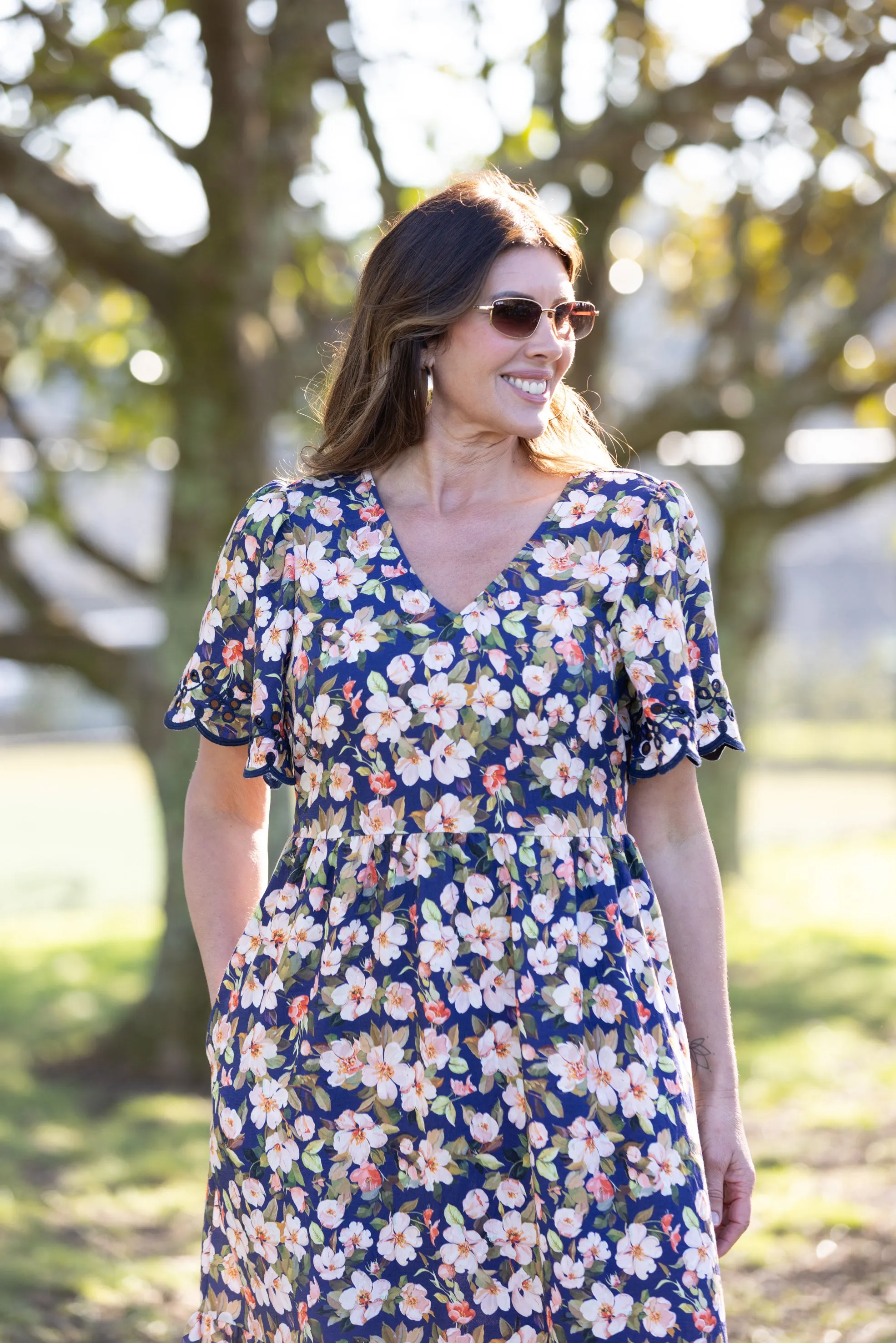 Gloss The Label Anthea Fortune Broderie Dress Navy Print sold by Shine On product image thumbnail 2