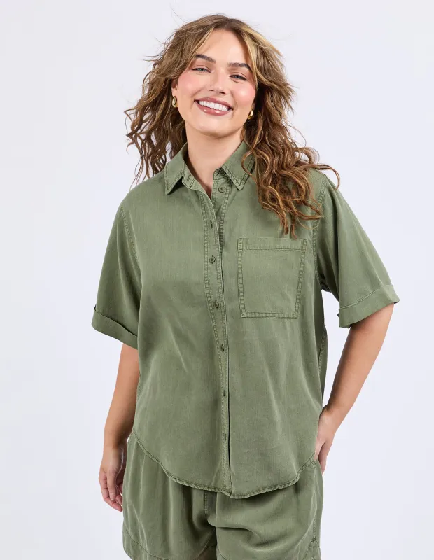 Elm Bliss Washed Shirt Clover sold by Shine On
