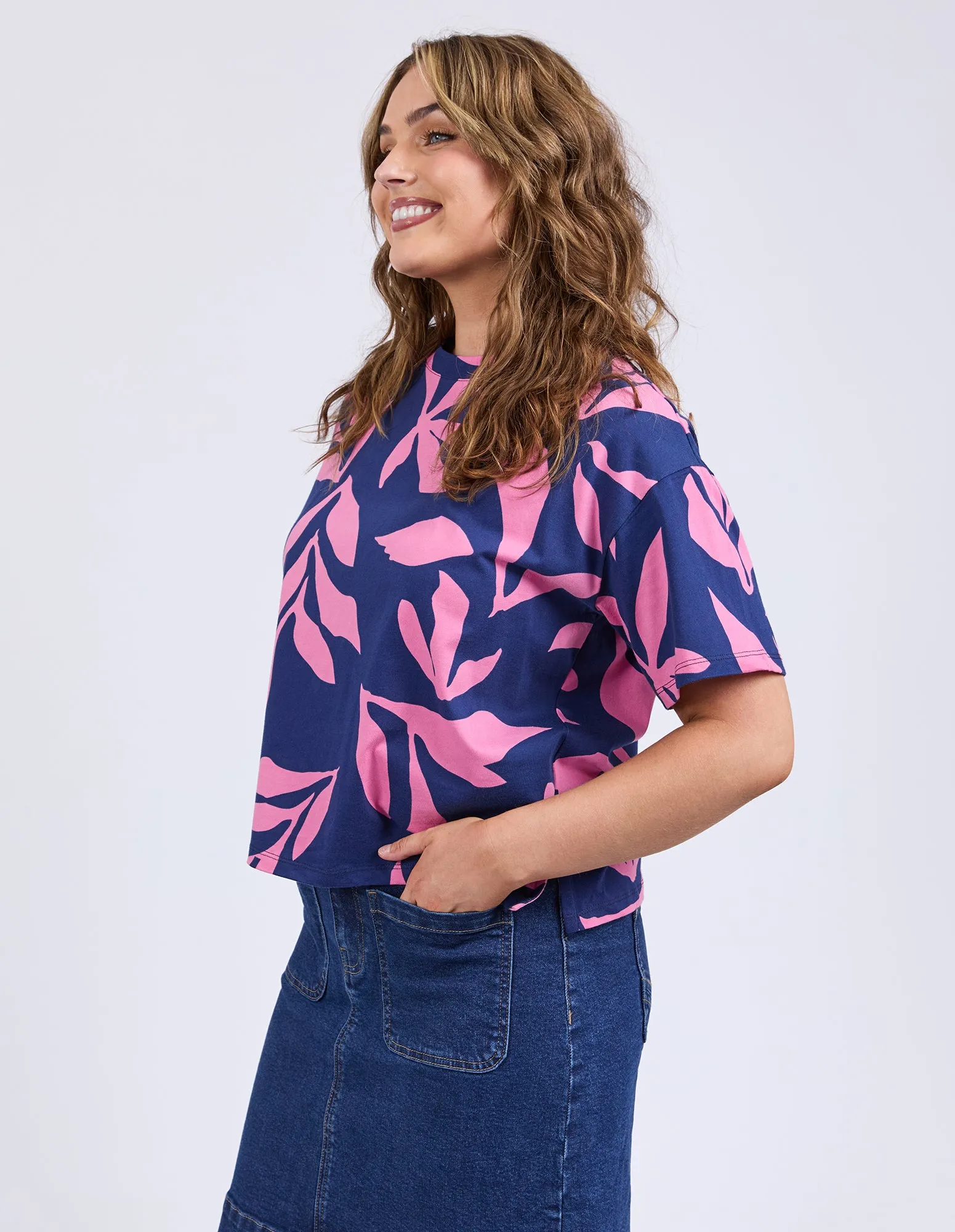Elm Mimosa Tee Blue Depths Yardage Print sold by Shine On product image thumbnail 5