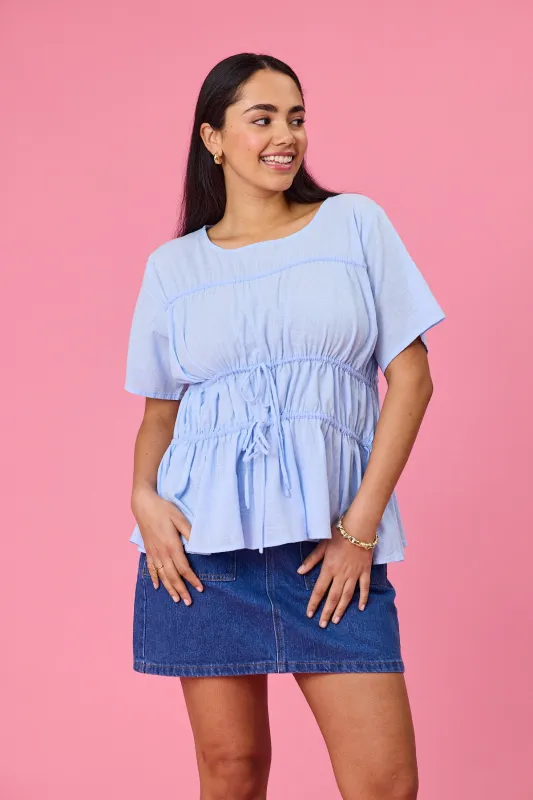 Ayva Lola Top Light Blue sold by Shine On