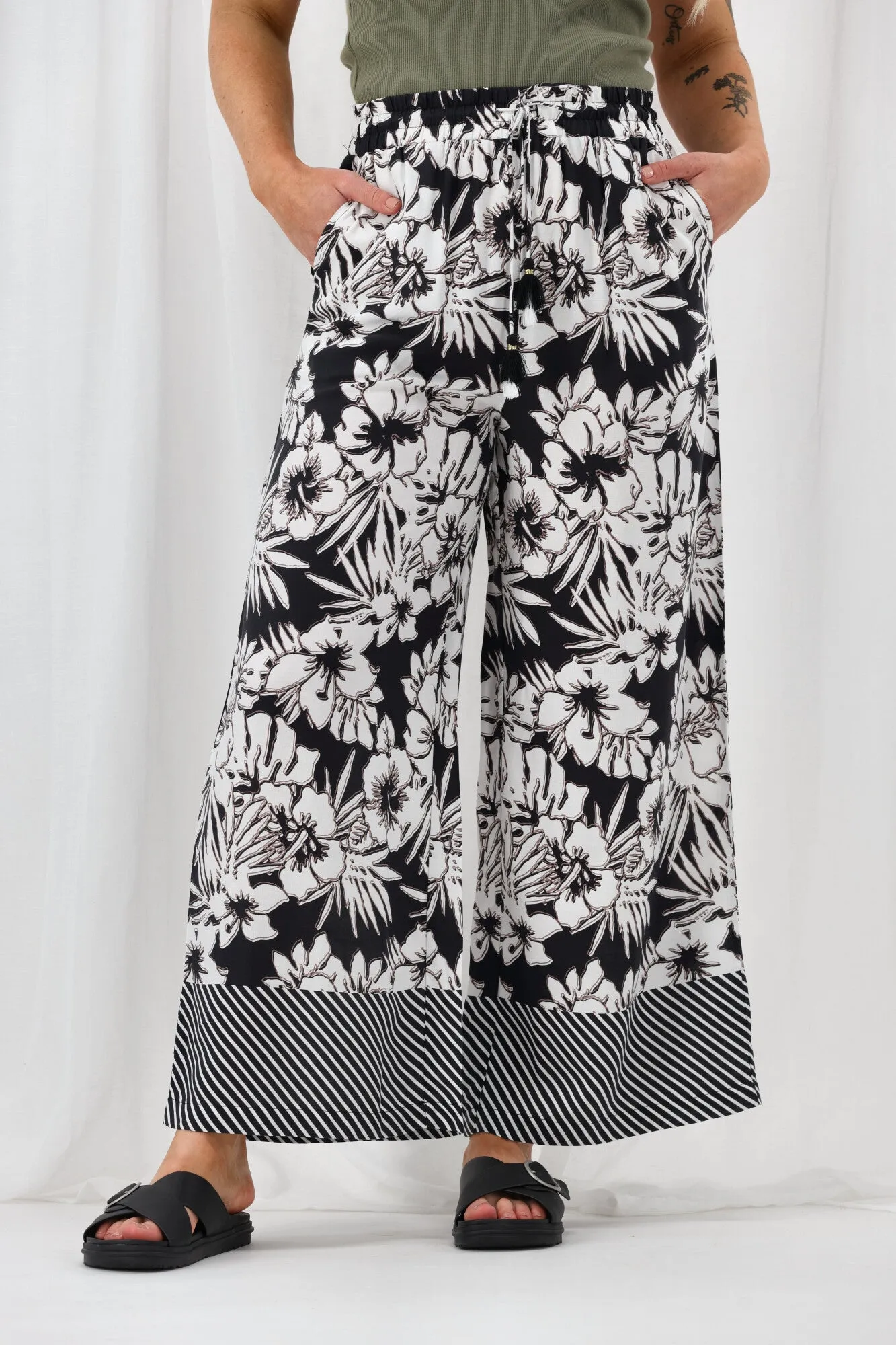 Sunday Boho Jamie Border Print Pant Black White sold by Shine On product image thumbnail 2
