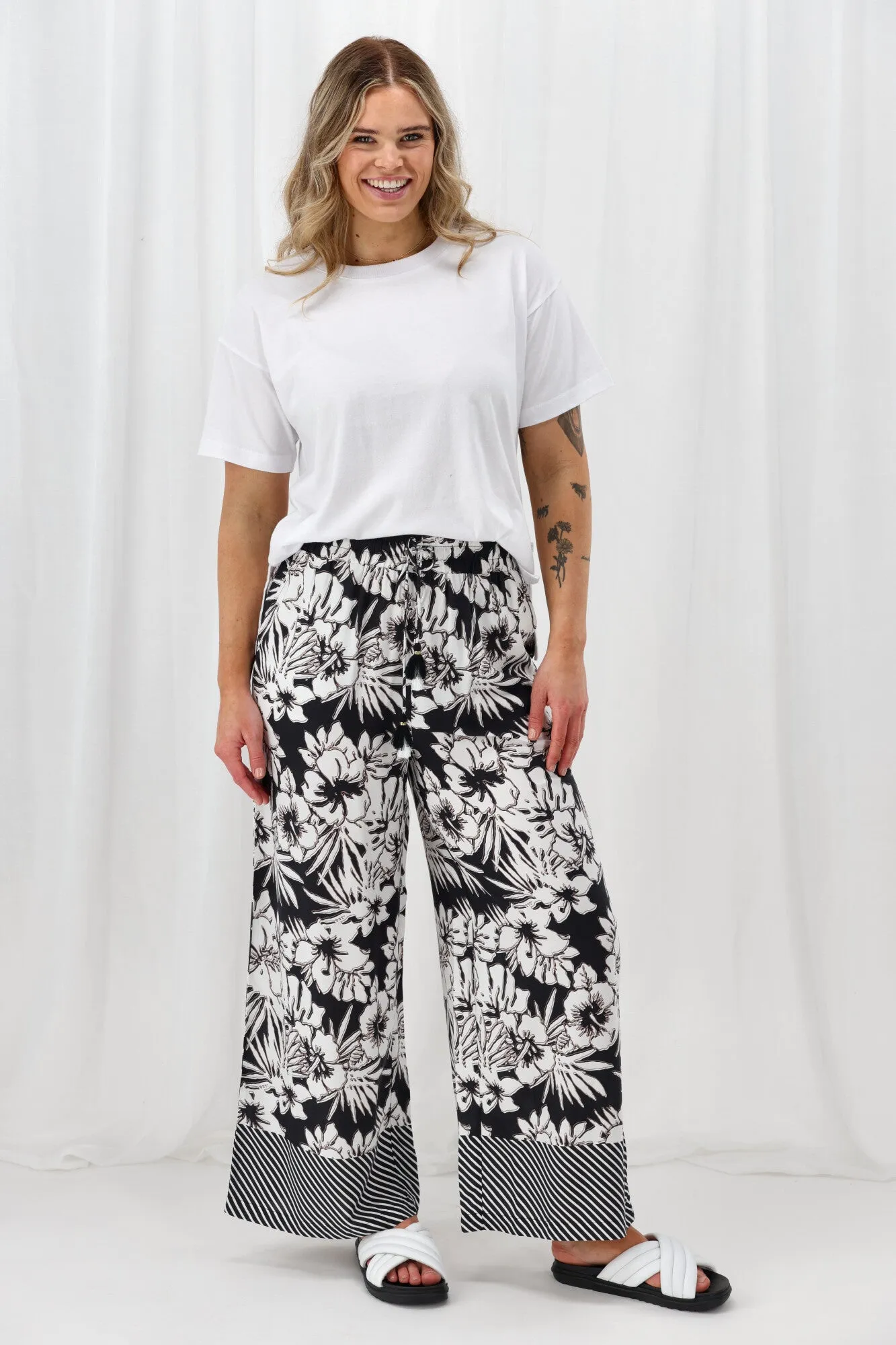 Sunday Boho Jamie Border Print Pant Black White sold by Shine On product image thumbnail 5