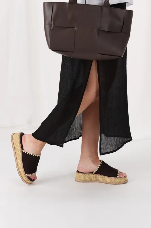 Django & Juliette Vibe Platform Chocolate Suede sold by Shine On