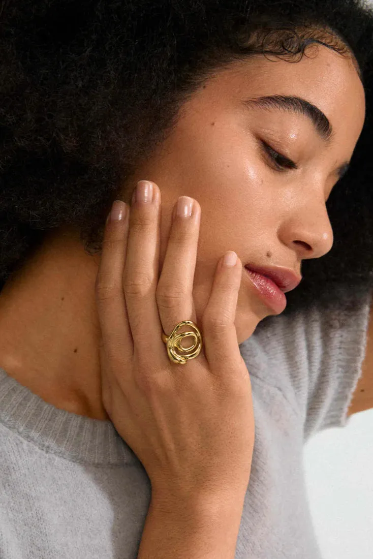 Pilgrim Diego Recycled Ring Gold Plated sold by Shine On