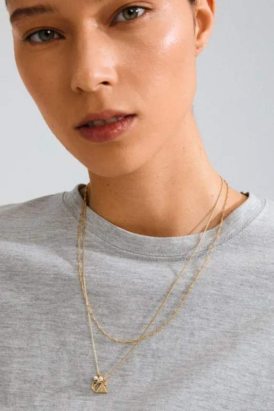 Pilgrim Between Recycled White Necklace Gold Plated made by Pilgrim