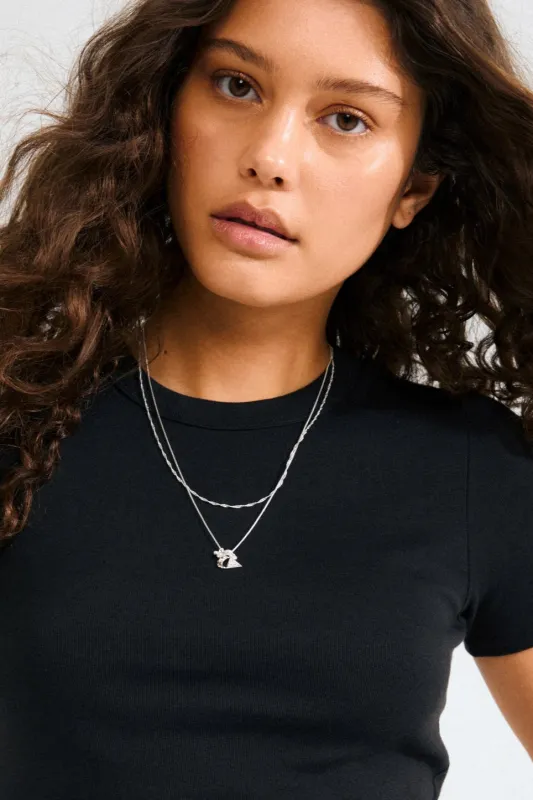 Pilgrim Between Recycled White Necklace Silver Plated made by Pilgrim