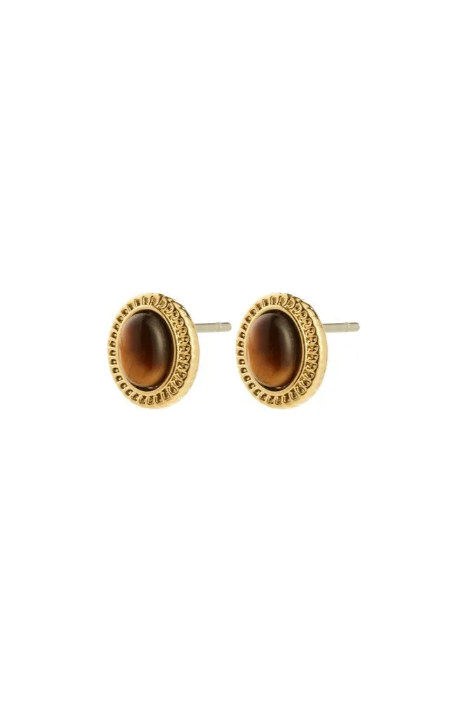 Pilgrim Between Recycled Brown Earrings Gold Plated sold by Shine On product image thumbnail 2