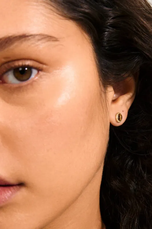 Pilgrim Between Recycled Brown Earrings Gold Plated sold by Shine On