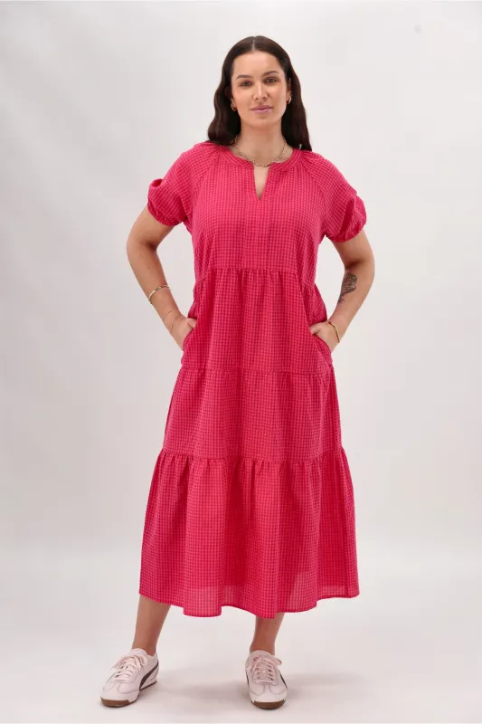 Shine On Label Sarah Dress Pink Red Check sold by Shine On