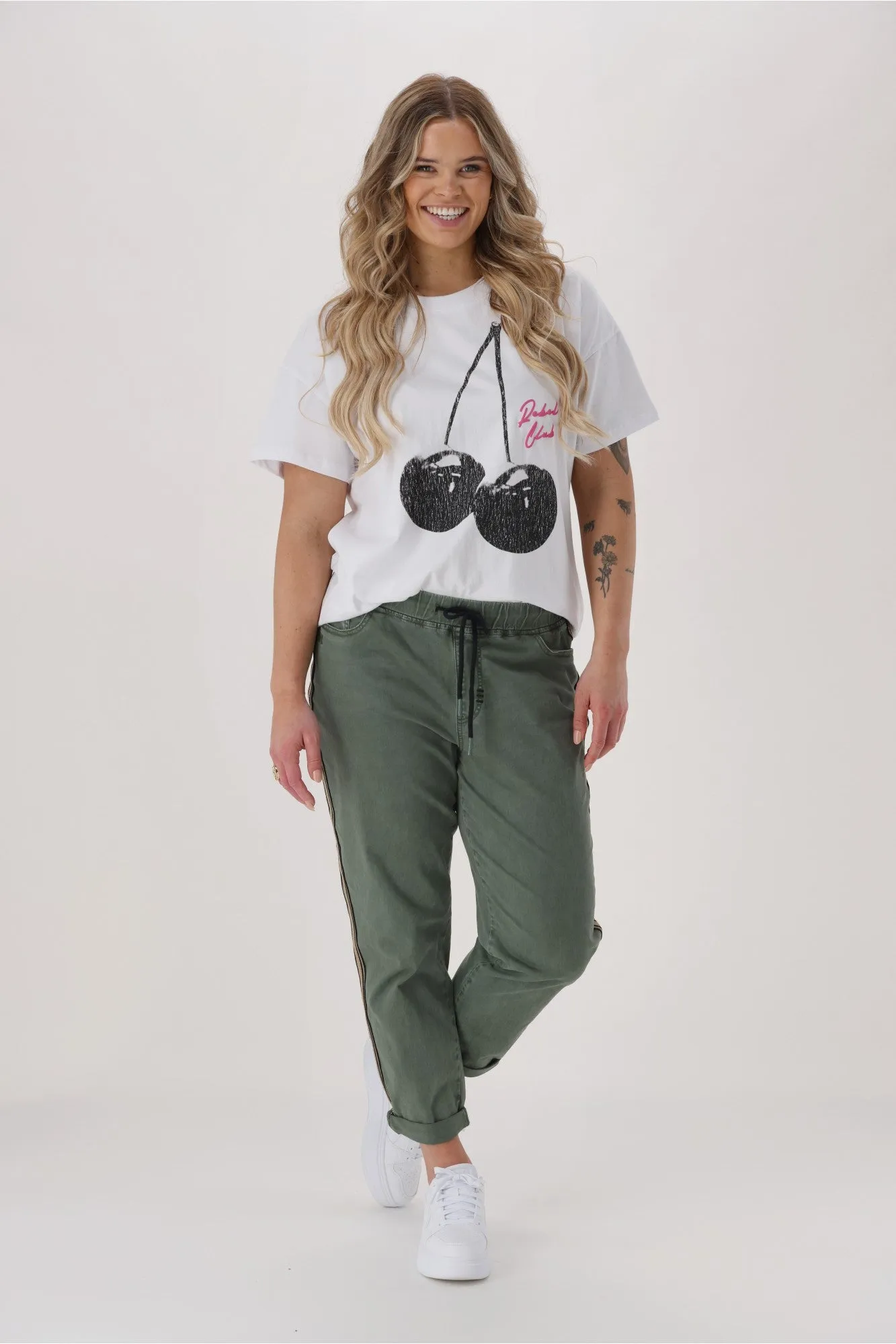 Rebel Club Cherry Boyfriend Tee White sold by Shine On product image thumbnail 4