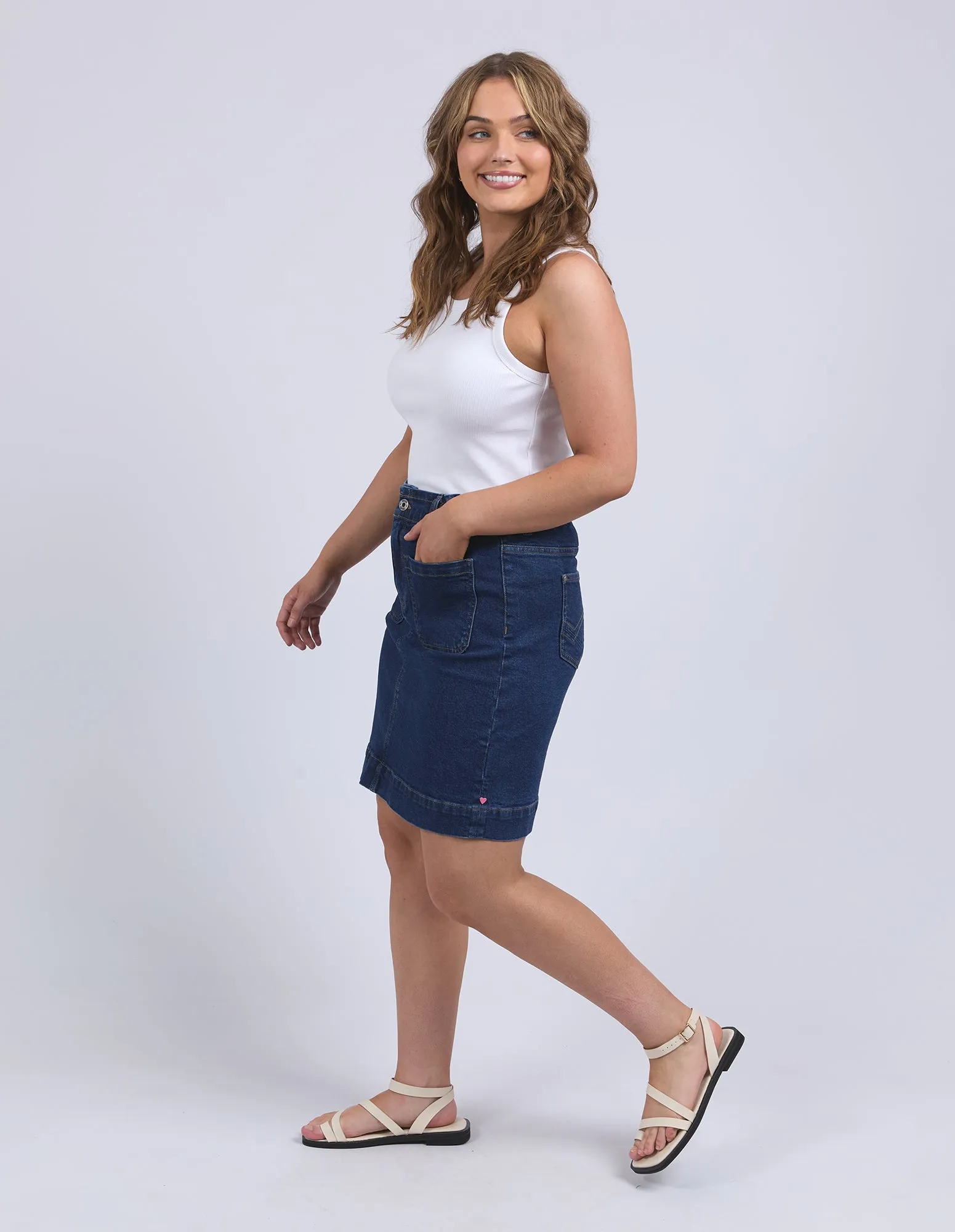 Elm Lennox Denim Skirt Dark Blue Wash sold by Shine On product image thumbnail 3