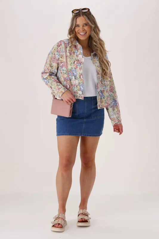 Shine On Label Dolly Jacket Floral Denim sold by Shine On