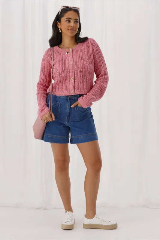 Shine On Label Mels Denim Patch Pocket Short Washed Blue sold by Shine On