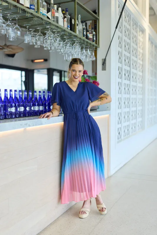 Celebration Tessa Dress Ombre Navy Pink sold by Shine On