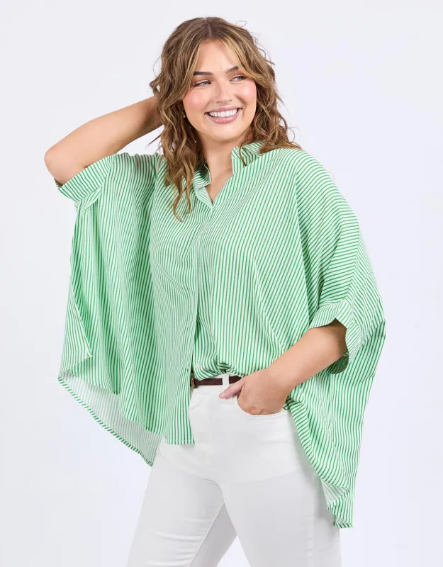 Elm Luna Shirt Spring Green Marshmallow Stripe sold by Shine On