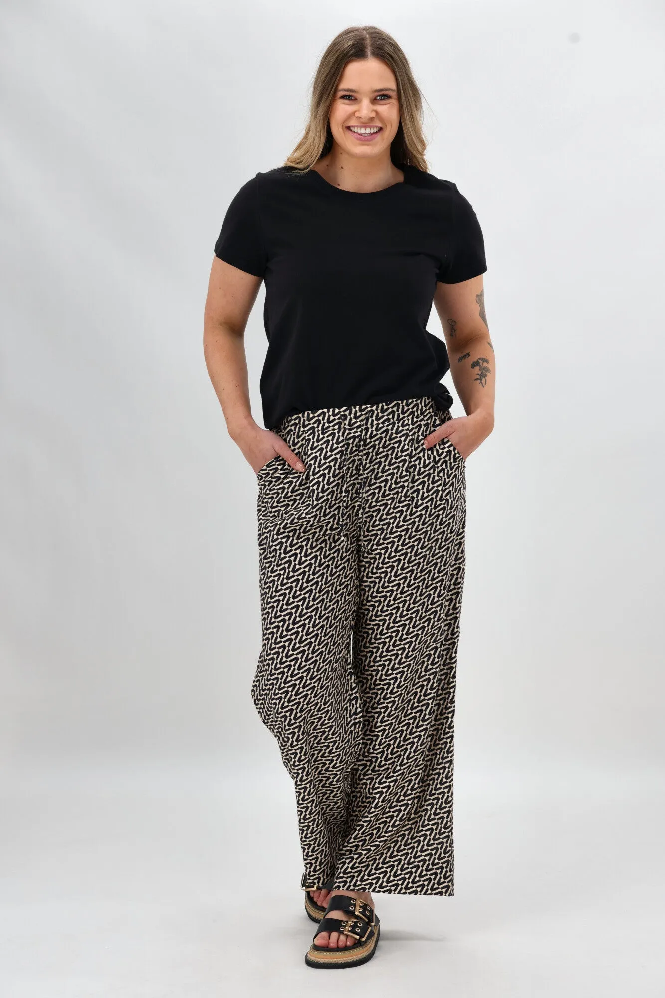 Shine On Label Margot Pant Black Natural Geo sold by Shine On