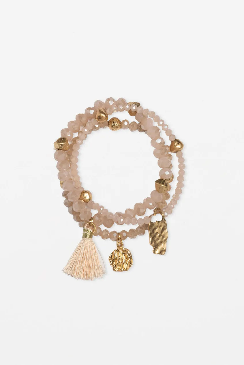 Stella + Gemma Set Of 3 Rose Quartz Bead Bracelet sold by Shine On