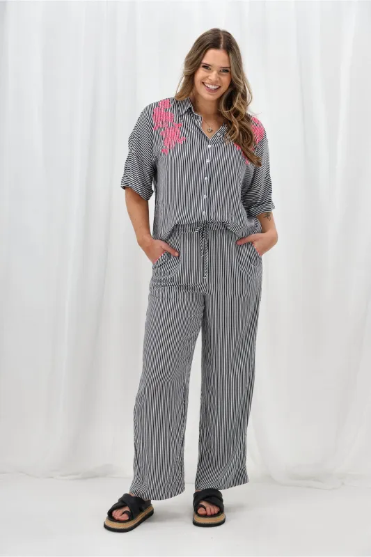 Sunday Boho Cedar Striped Pant Navy sold by Shine On