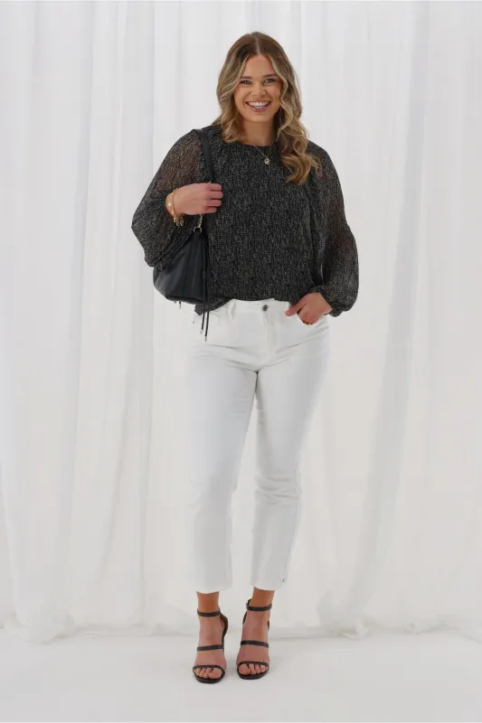 Celebration By Shine On Lucie Top Scattered Spot Black Metallic sold by Shine On