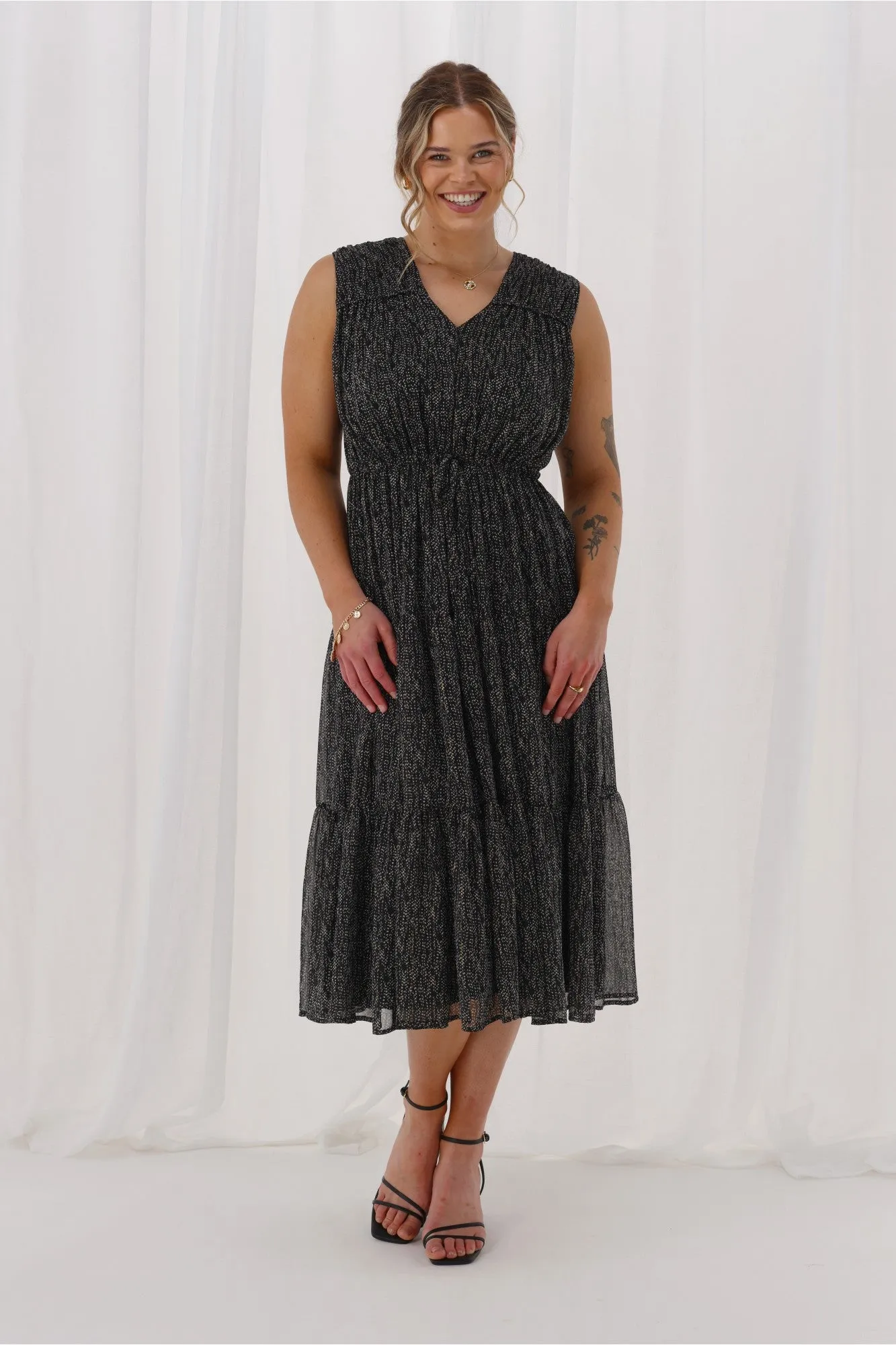 Celebration By Shine On Phoebe Dress Scattered Spot Black Metallic sold by Shine On product image thumbnail 4