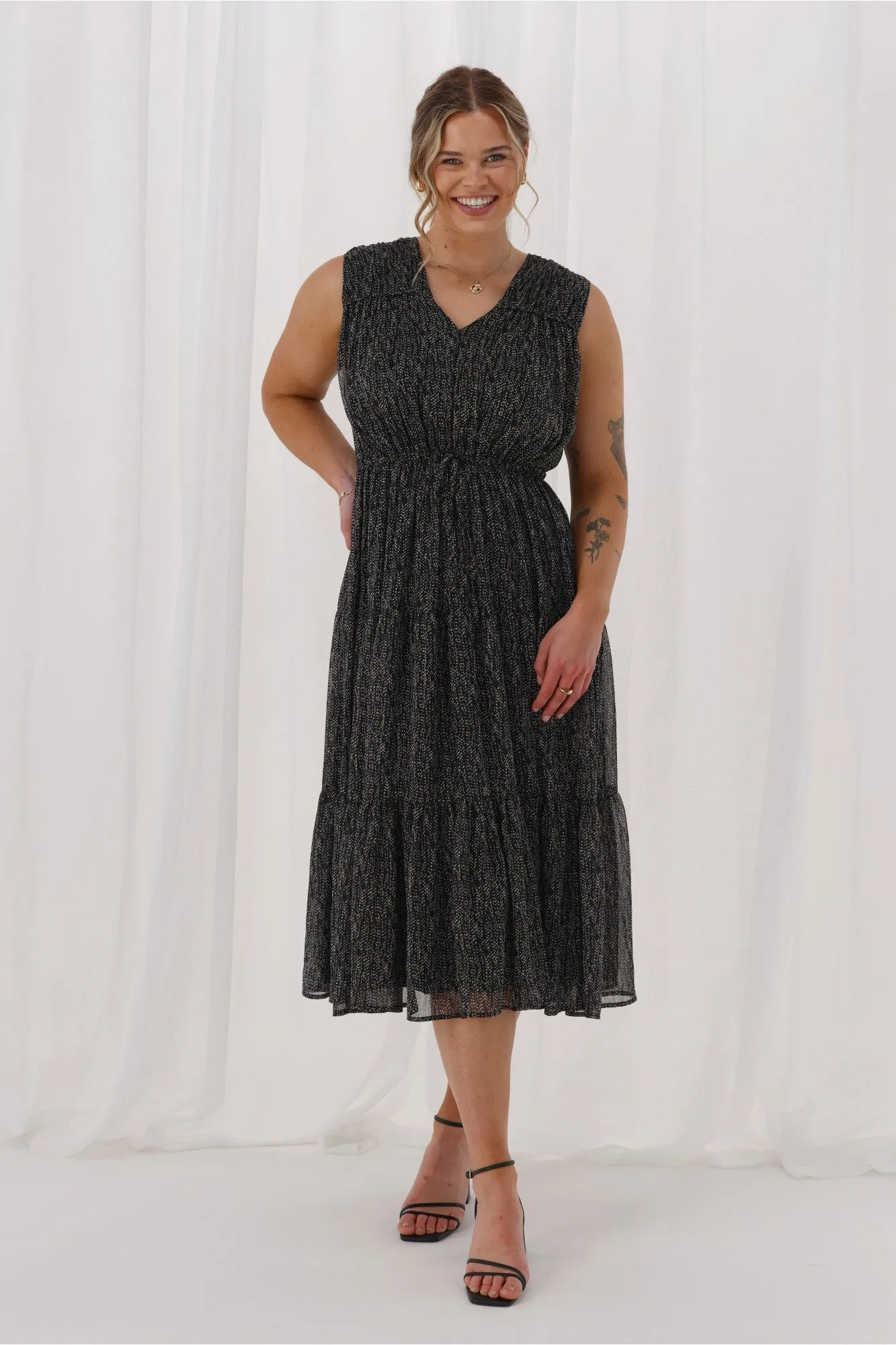 Celebration By Shine On Phoebe Dress Scattered Spot Black Metallic sold by Shine On product image thumbnail 3