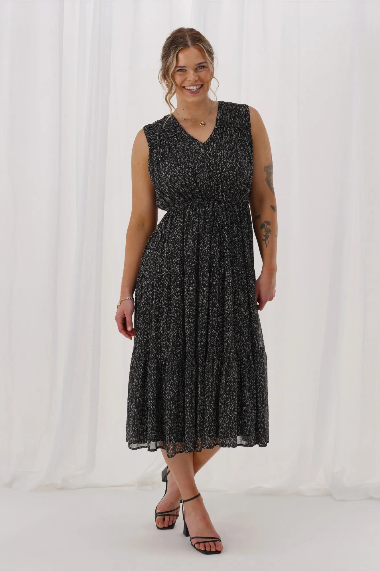 Celebration By Shine On Phoebe Dress Scattered Spot Black Metallic sold by Shine On product image thumbnail 5