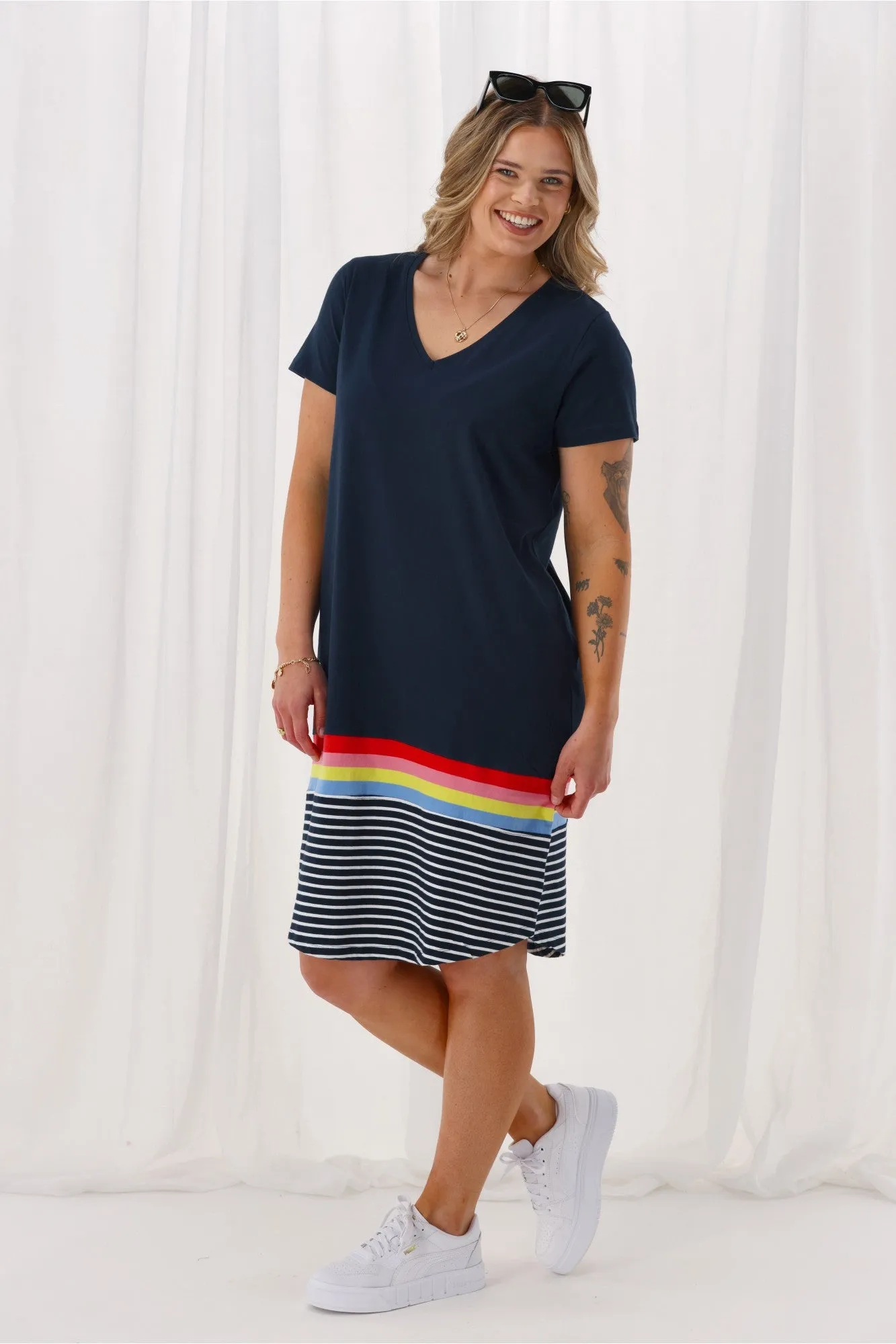 Elm Terra Tee Dress Sapphire Colour Stripe sold by Shine On product image thumbnail 5