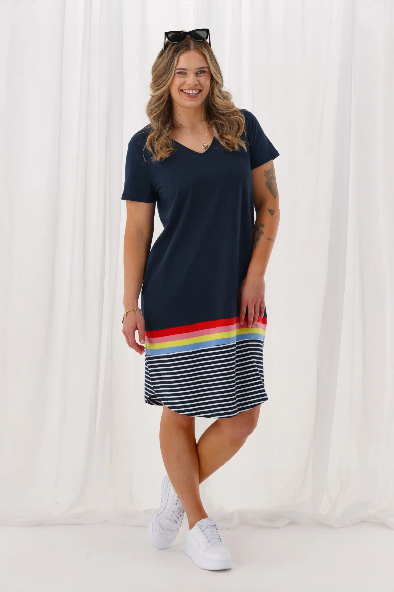 Elm Terra Tee Dress Sapphire Colour Stripe sold by Shine On product image thumbnail 3