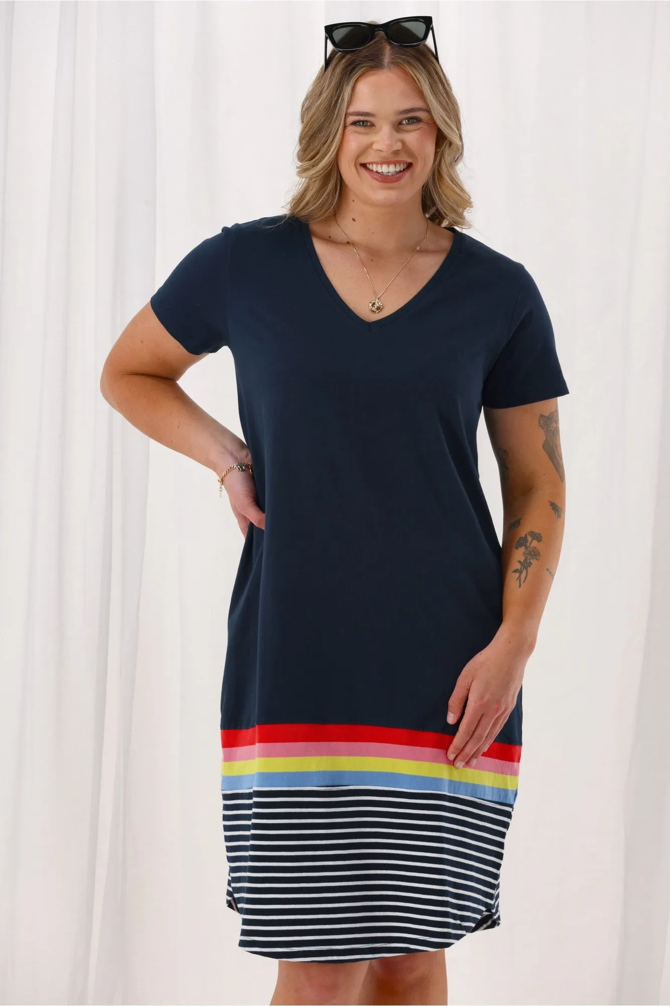 Elm Terra Tee Dress Sapphire Colour Stripe sold by Shine On product image thumbnail 2