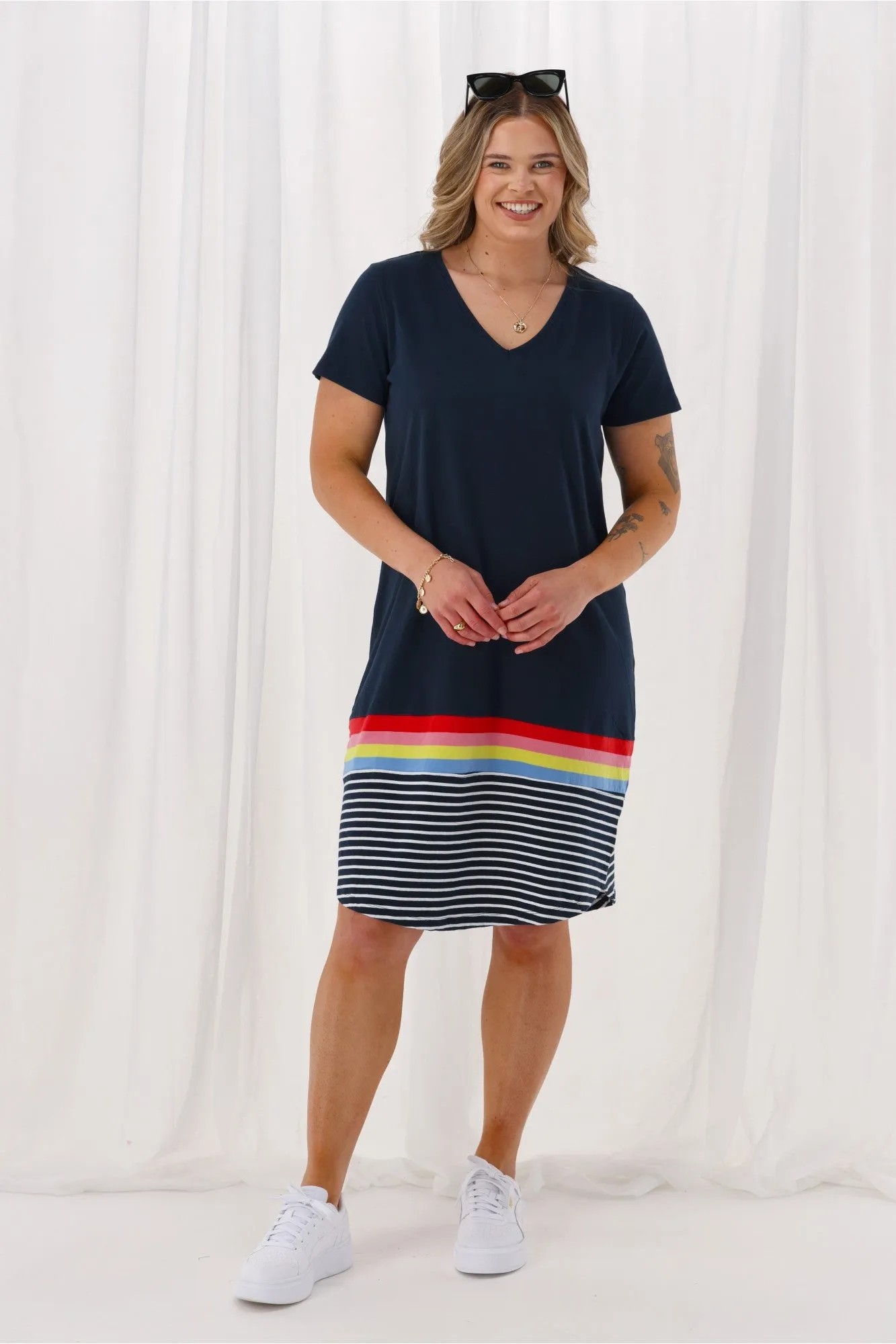 Elm Terra Tee Dress Sapphire Colour Stripe sold by Shine On product image thumbnail 4