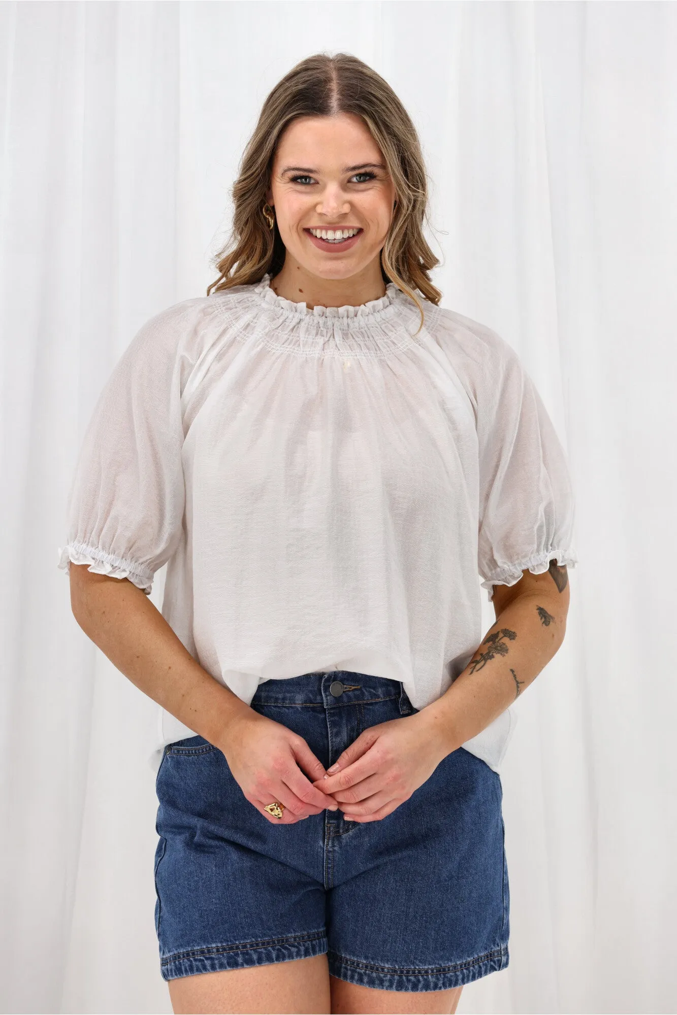 Gloss The Label Serena Peasant Top White sold by Shine On product image thumbnail 2