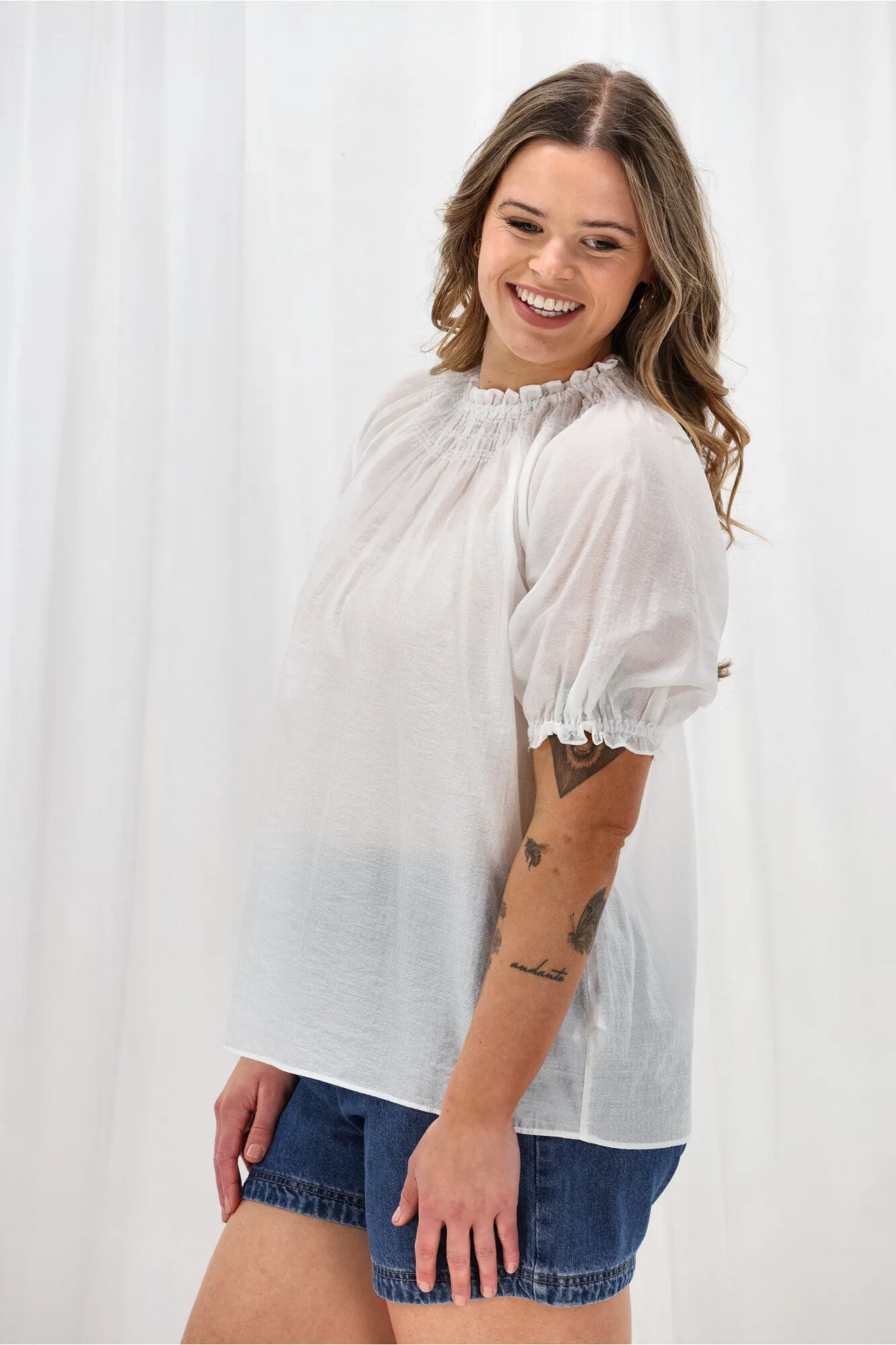 Gloss The Label Serena Peasant Top White sold by Shine On product image thumbnail 5