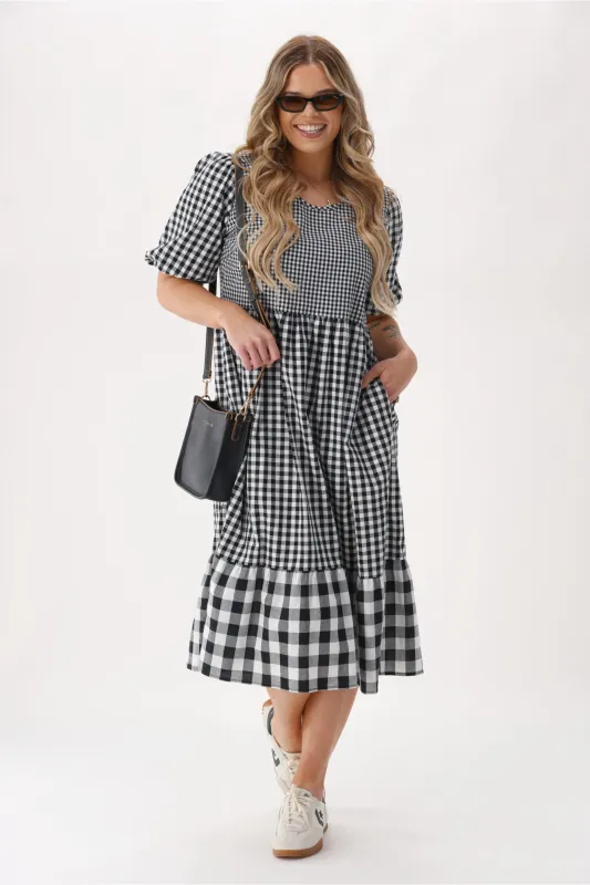 Shine On Label Orielle Dress Black Gingham sold by Shine On