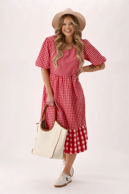 Shine On Label Orielle Dress Red Gingham sold by Shine On